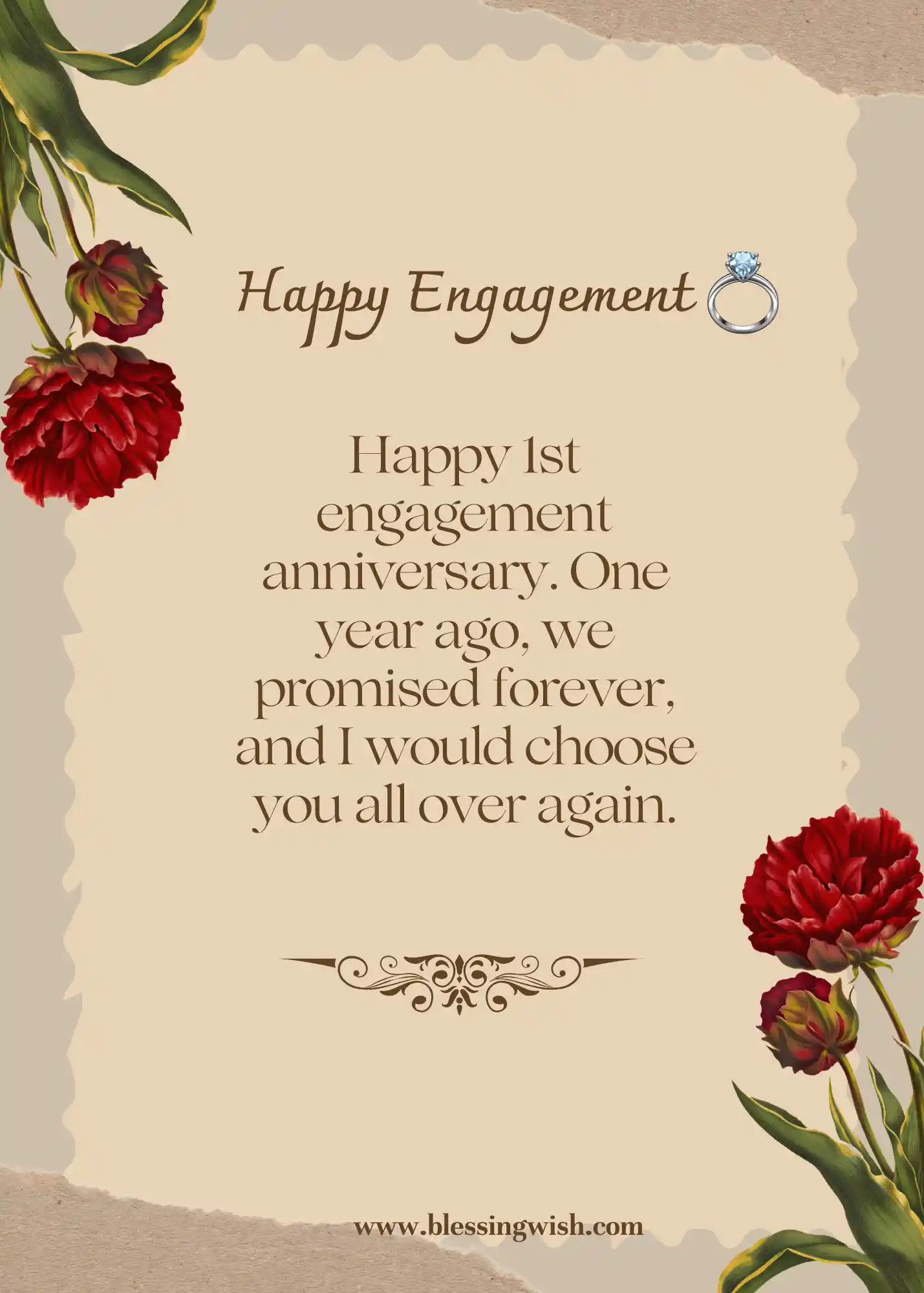 Short Engagement Anniversary Wishes and Captions