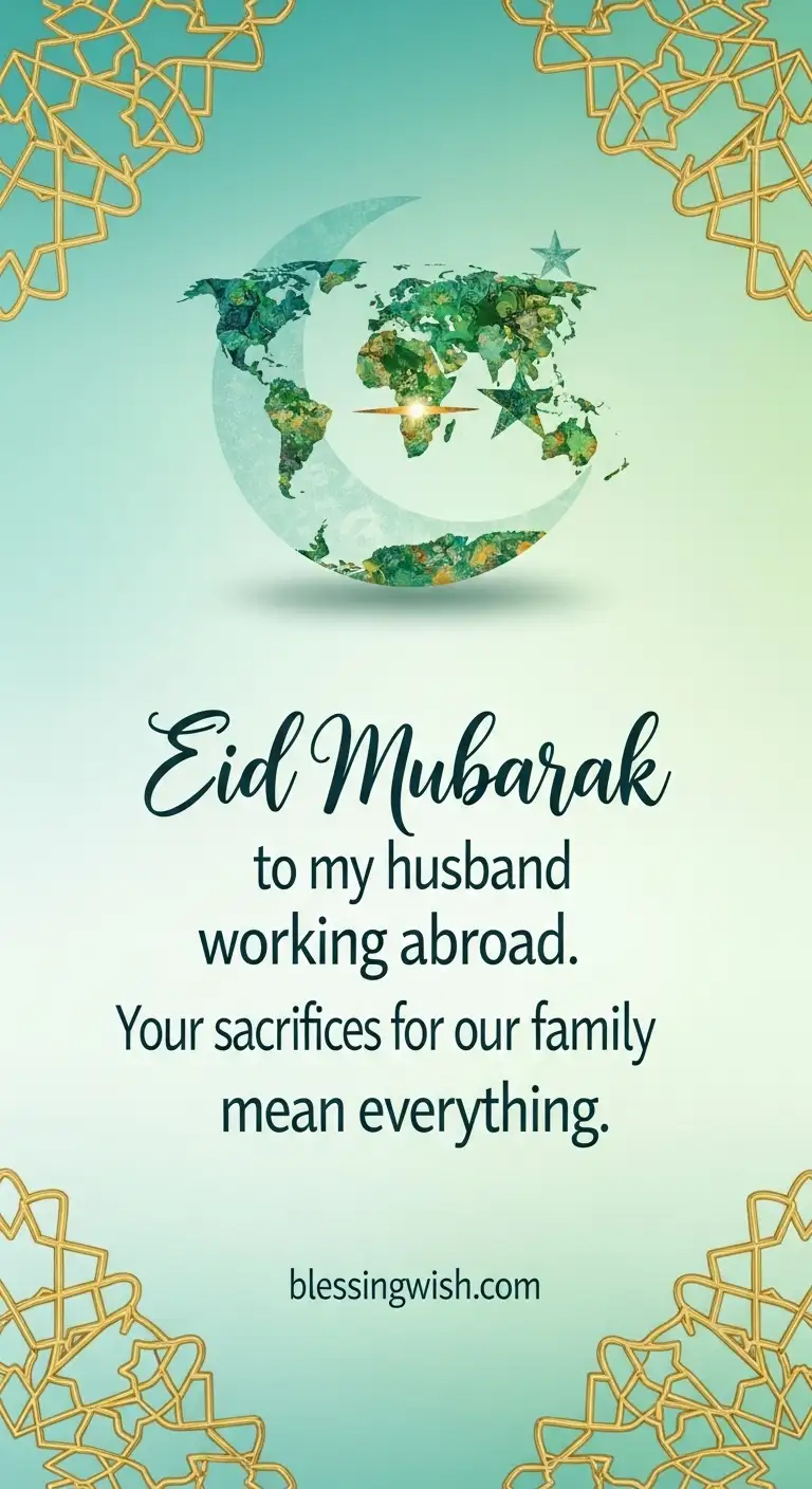 Emotional Eid Mubarak Wishes for Husband Working Abroad