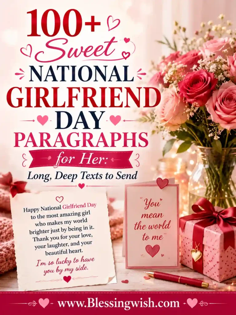 100+ sweet National Girlfriend Day paragraphs for her with romantic messages, roses, gifts, and heartfelt long texts to send.