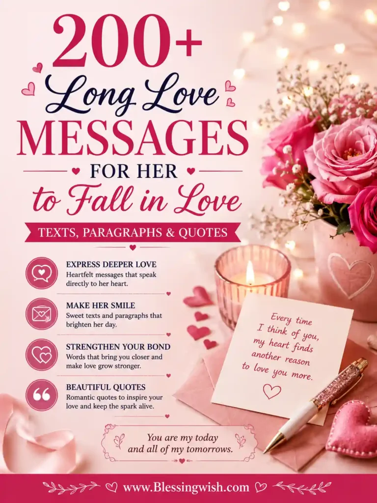 200+ Long Love Messages for Her to Fall in Love (Texts, Paragraphs & Quotes) 200+ long love messages for her to fall in love, featuring romantic texts, paragraphs, quotes, roses, hearts, and a love letter.